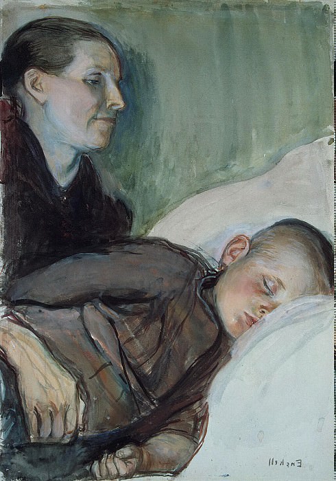 Enkel, Knut Magnus. Mother beside the sleeping child. Hermitage ~ part 13