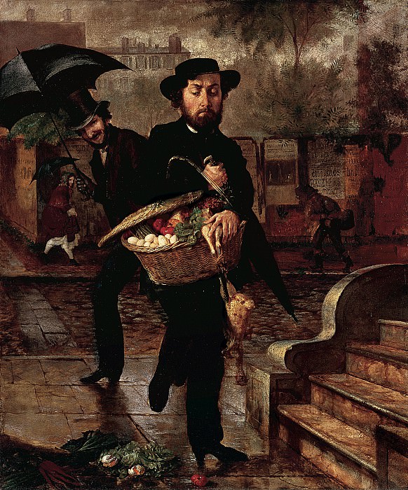 Лили Мартин Спенсер (1822-1902) - Молодой муж, первый поход на рынок. часть 2 Американские художники