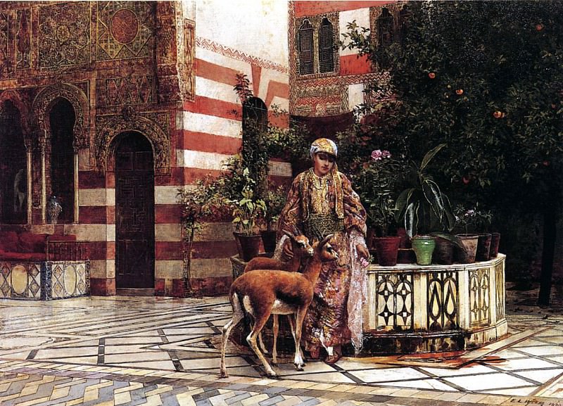 Weeks Edwin Lord Girl in a Moorish Courtyard, Эдвин Лорд Уикс
