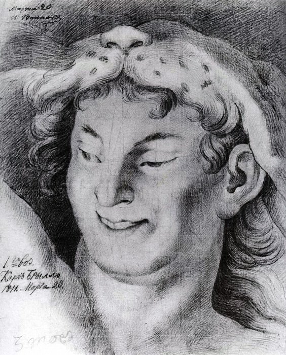 Голова Вакха ( копия с оригинала ). 1811. Карл Павлович Брюллов
