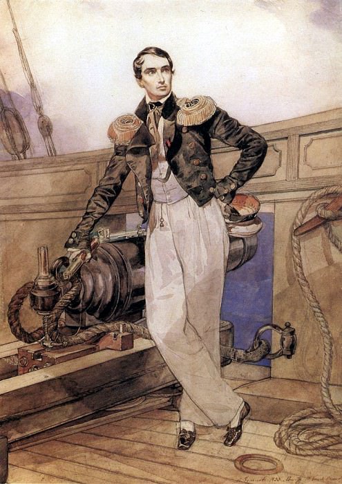 Портрет В. А. Корнилова на борту брига Фемистокл. 1835. Карл Павлович Брюллов