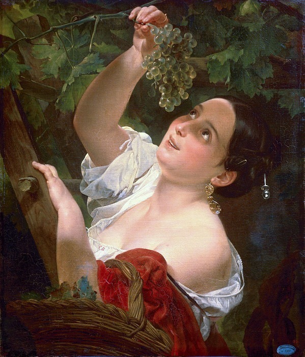 Итальянский полдень ( Итальянка, снимающая виноград ). 1827. Карл Павлович Брюллов
