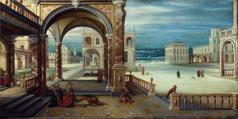 Hendrick van Steenwyck the Younger - The Courtyard of a Renaissance Palace. Part 3 National Gallery UK