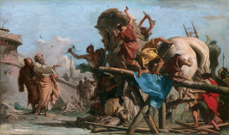 Giovanni Domenico Tiepolo - The Building of the Trojan Horse. Part 3 National Gallery UK