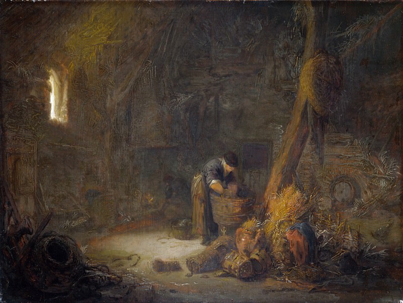 Исаак ван Остаде - Интерьер сарая с двумя крестьянами. Часть 3 Национальная галерея