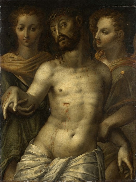 Итальянская школа, конец 16 века - Мертвый Христос, поддерживаемый ангелами. Часть 3 Национальная галерея