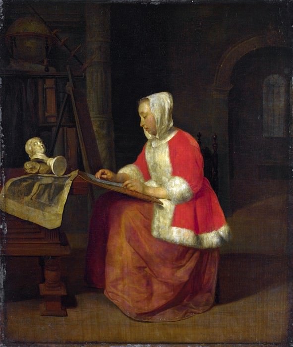 Gabriel Metsu - A Young Woman seated drawing. Part 3 National Gallery UK