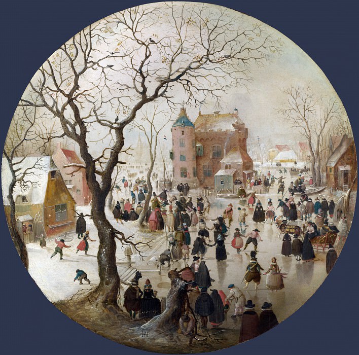 Hendrick Avercamp - A Winter Scene with Skaters near a Castle. Part 3 National Gallery UK