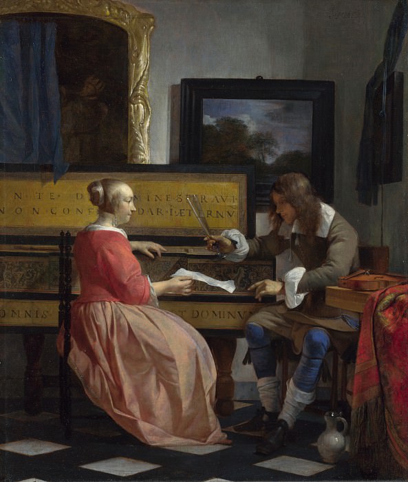 Gabriel Metsu - A Man and a Woman seated by a Virginal. Part 3 National Gallery UK
