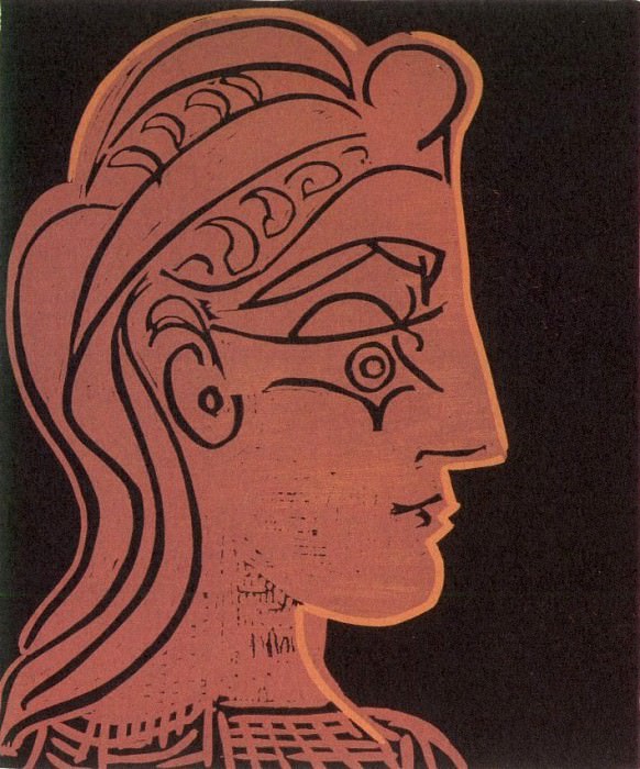 1959 TИte de femme de profil. Пабло Пикассо (1881-1973) Период: 1943-1961