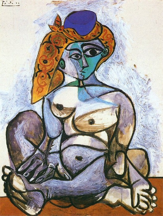 1955 Jacqueline nue au bonnet turc, Пабло Пикассо (1881-1973) Период: 1943-1961