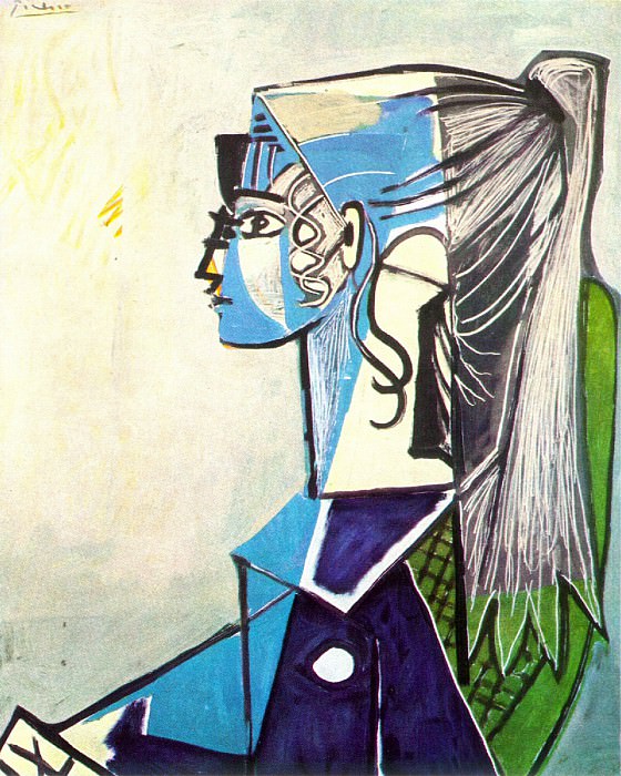 1954 Portrait de Sylvette David 24 au fauteuil vert. Пабло Пикассо (1881-1973) Период: 1943-1961