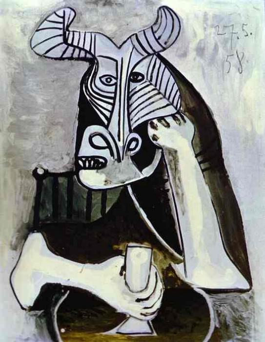 1958 TИte cornue au verre. Pablo Picasso (1881-1973) Period of creation: 1943-1961
