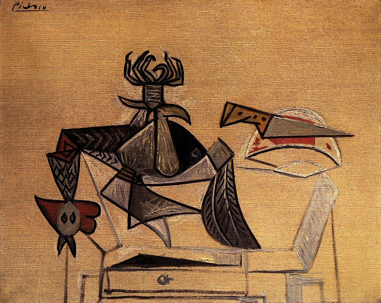 1947 Volaille et couteau sur une table. Пабло Пикассо (1881-1973) Период: 1943-1961