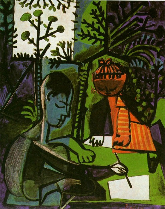 1954 Claude et Paloma dessinant. Пабло Пикассо (1881-1973) Период: 1943-1961