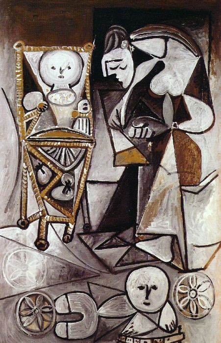 1950 FranЗoise dessinant auprКs de ses enfants. Pablo Picasso (1881-1973) Period of creation: 1943-1961