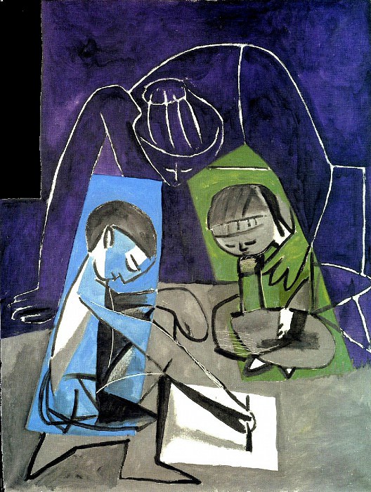 1954 Claude dessinant, FranЗoise et Paloma. Pablo Picasso (1881-1973) Period of creation: 1943-1961