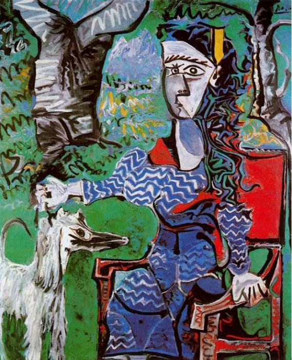 1961 Femme et chien sous un arbre, Пабло Пикассо (1881-1973) Период: 1943-1961