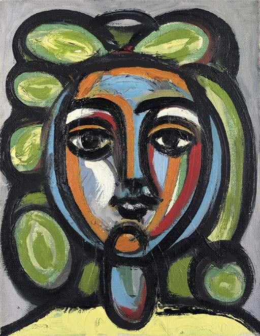 1946 TИte de femme aux boucles vertes. Pablo Picasso (1881-1973) Period of creation: 1943-1961