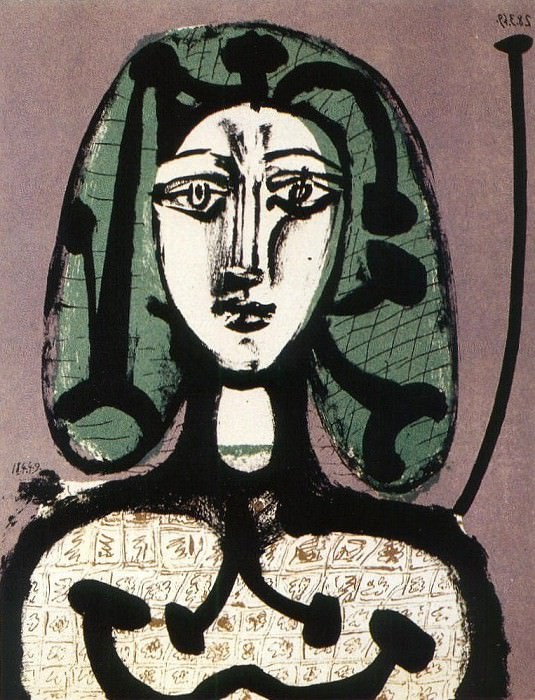 1949 Femme aux cheveux verts II. Пабло Пикассо (1881-1973) Период: 1943-1961