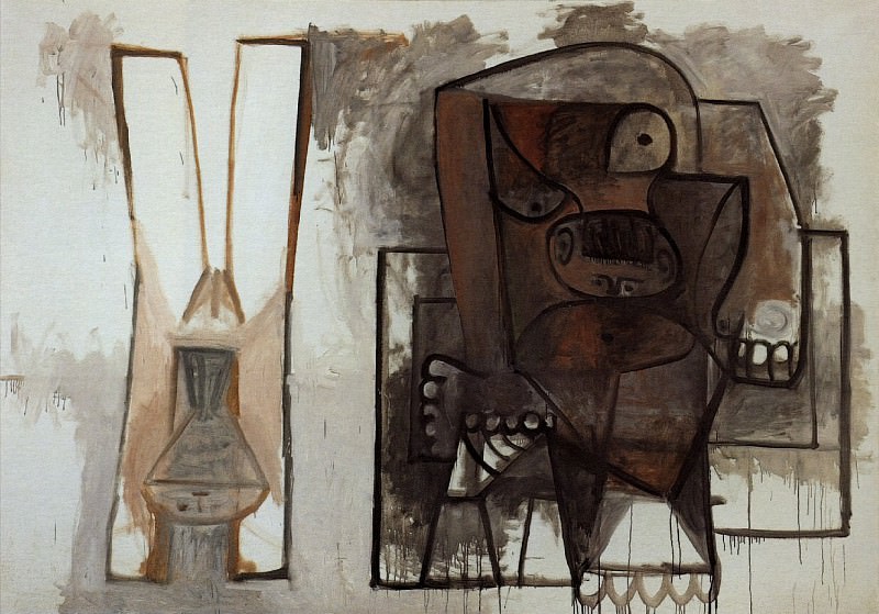 1960 Femme assise et enfant jouant, Пабло Пикассо (1881-1973) Период: 1943-1961