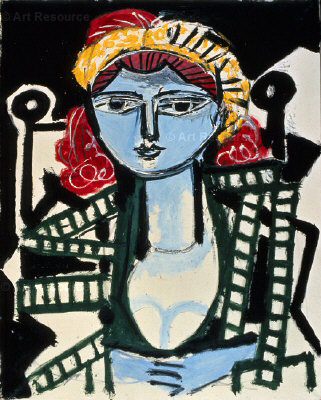 1954 Portrait de femme Е la robe vert jaune. Pablo Picasso (1881-1973) Period of creation: 1943-1961