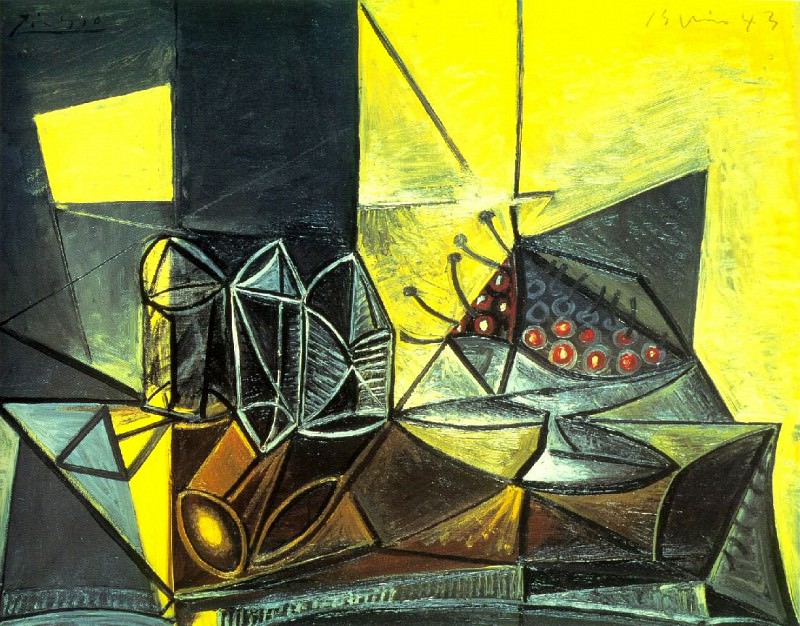 1943 Buffet (Nature morte aux verres et aux cerises). Пабло Пикассо (1881-1973) Период: 1943-1961