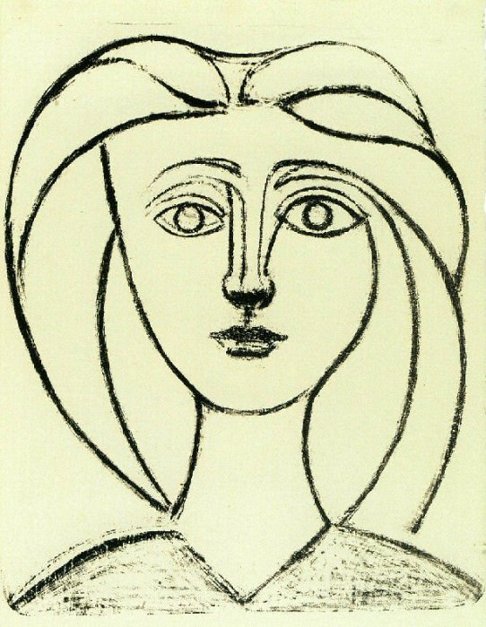 1945 TИte de jeune fille aux grands cheveux VI. Pablo Picasso (1881-1973) Period of creation: 1943-1961