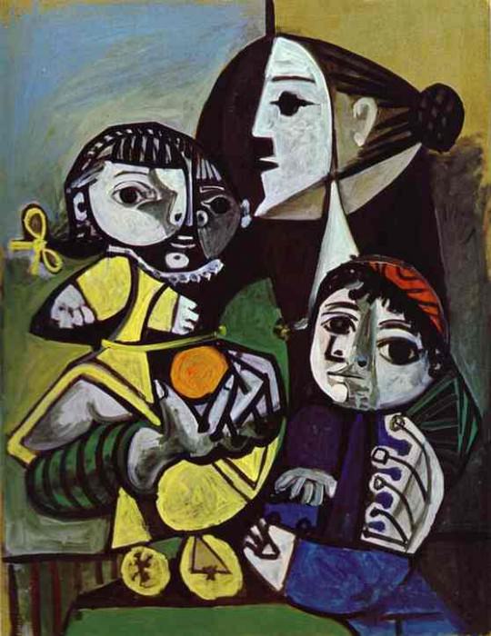 1951 FranЗoise, Claude et Paloma. Pablo Picasso (1881-1973) Period of creation: 1943-1961