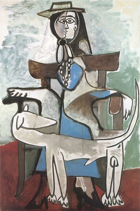 1959 Jacqueline et le chien afghan. Пабло Пикассо (1881-1973) Период: 1943-1961