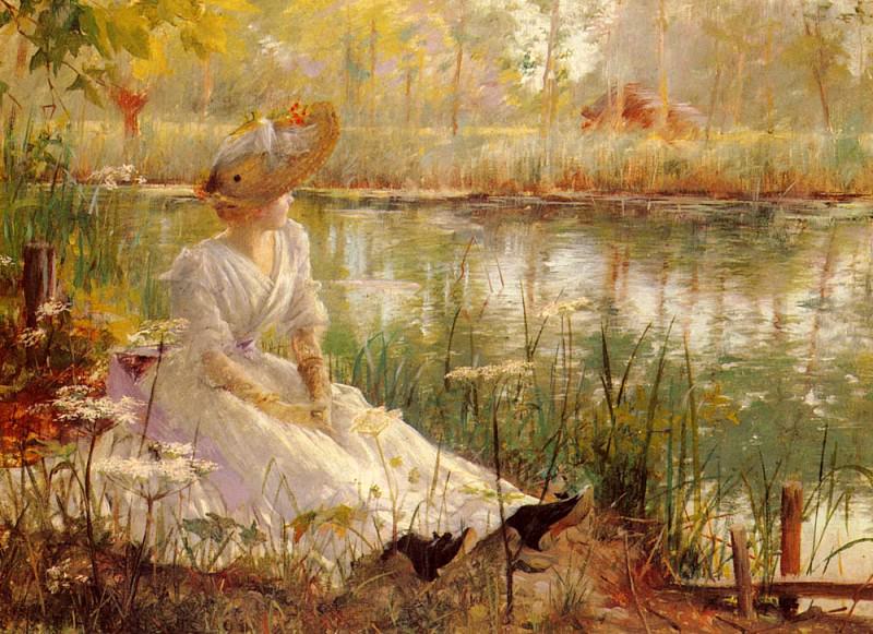 Theriat Charles James A Beauty By A River. American artists