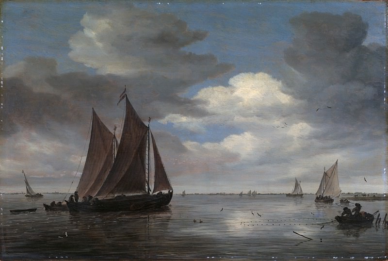 Саломон ван Рейсдаль - Рыбацкие лодки на реке. Музей Метрополитен: часть 3