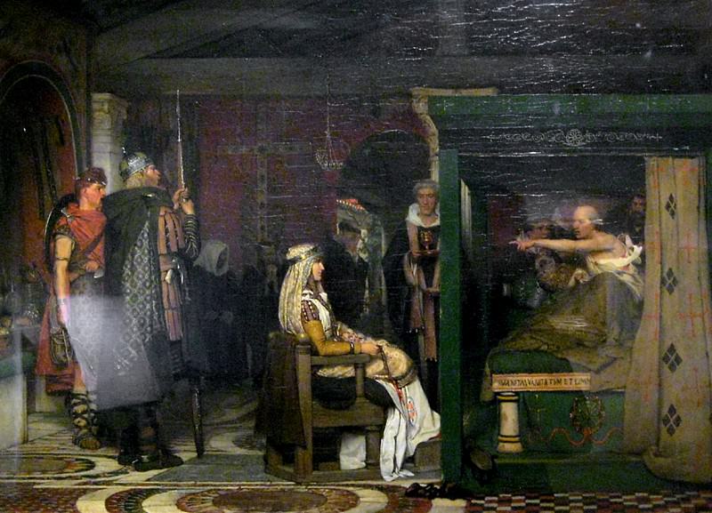 Fredegunda visita a pretextato en su lecho de mueret. Lawrence Alma-Tadema