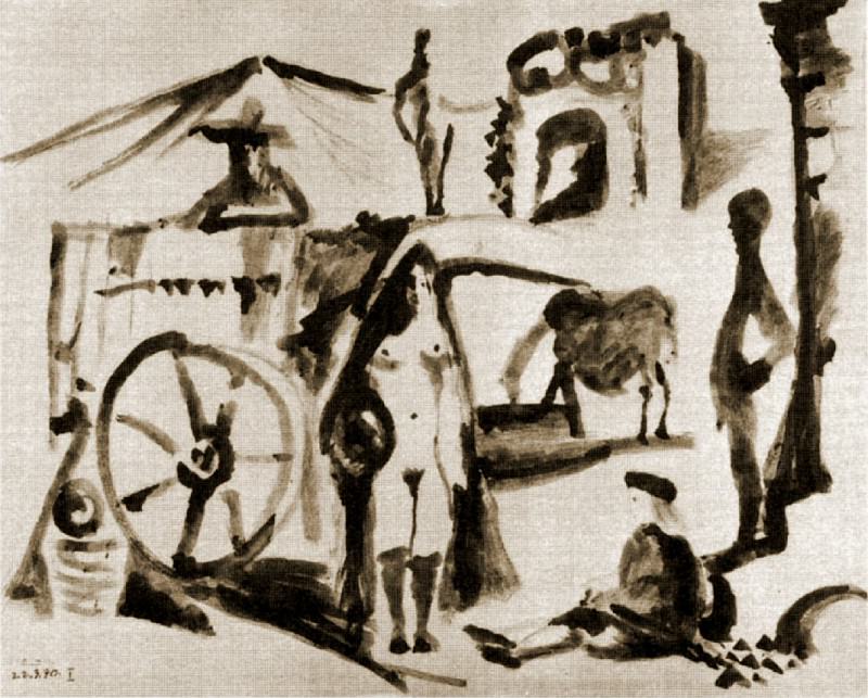1970 ScКne villageoise. Пабло Пикассо (1881-1973) Период: 1962-1973