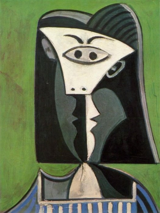 1962 TИte de femme sur fond vert. Pablo Picasso (1881-1973) Period of creation: 1962-1973