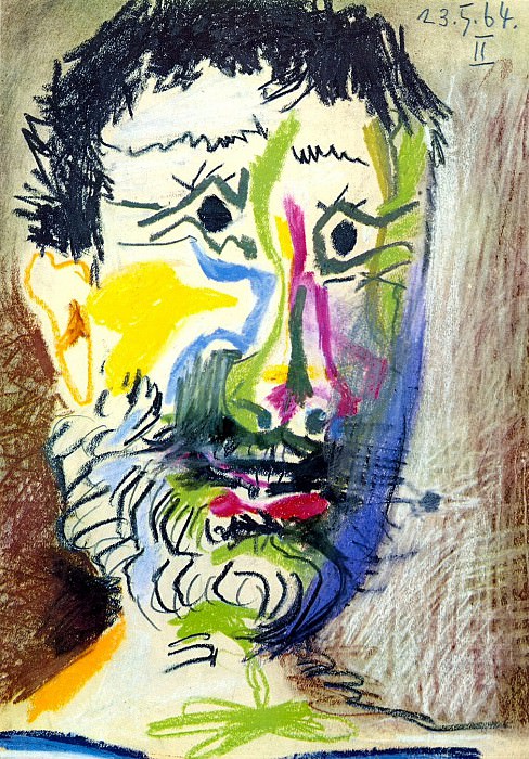1964 TИte dhomme barbu Е la cigarette II. Pablo Picasso (1881-1973) Period of creation: 1962-1973