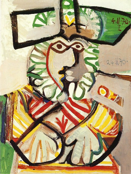 1970 Buste dhomme au chapeau 2, Пабло Пикассо (1881-1973) Период: 1962-1973