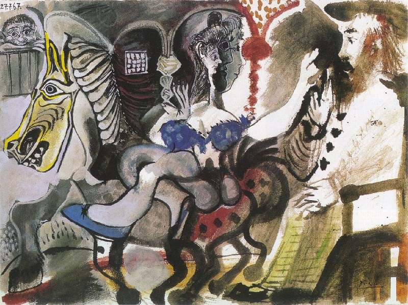 1967 Cavaliers du cirque. Pablo Picasso (1881-1973) Period of creation: 1962-1973