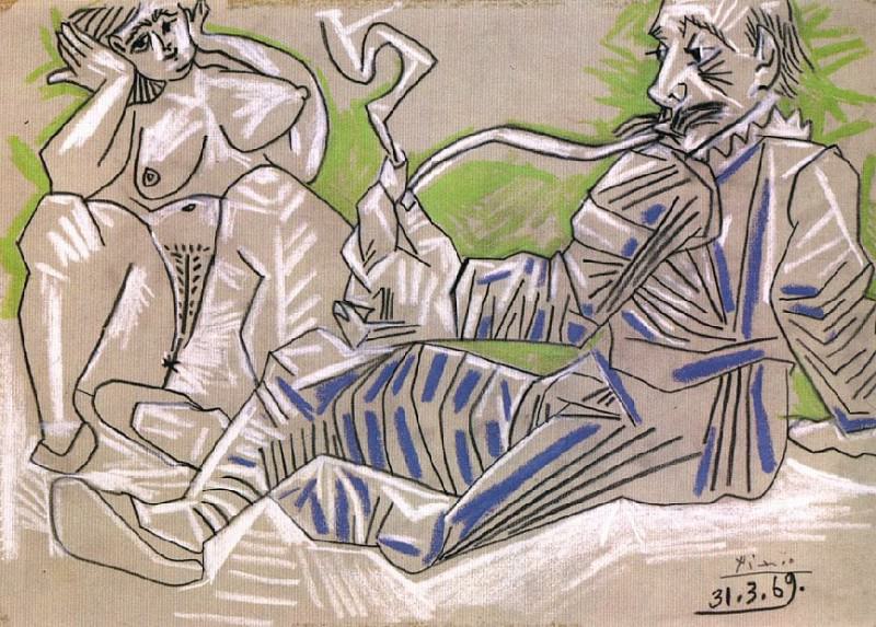 1969 Homme Е la pipe et nu assis. Pablo Picasso (1881-1973) Period of creation: 1962-1973