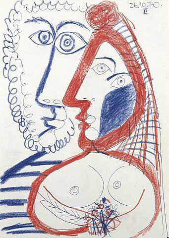 1970 Homme et femme au bouquet. Pablo Picasso (1881-1973) Period of creation: 1962-1973