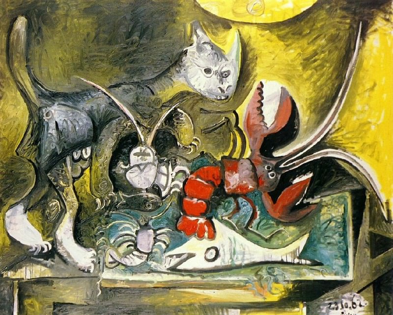 1962 Nature morte, chat et homard. Pablo Picasso (1881-1973) Period of creation: 1962-1973