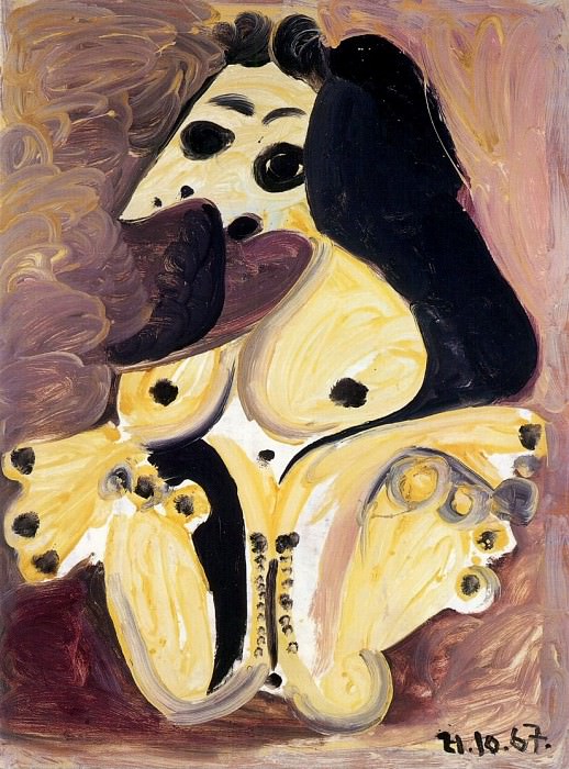 1967 Nu sur fond mauve, de face. Pablo Picasso (1881-1973) Period of creation: 1962-1973