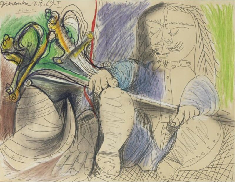 1969 Homme au casque et Е lВpВe, Пабло Пикассо (1881-1973) Период: 1962-1973