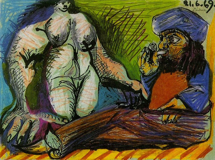 1969 Fumeur et femme nue, Пабло Пикассо (1881-1973) Период: 1962-1973