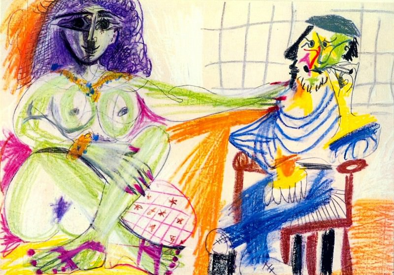 1964 Homme barbu Е la cigarette et son modКle. Pablo Picasso (1881-1973) Period of creation: 1962-1973