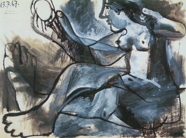 1967 Nu assis au miroir. Пабло Пикассо (1881-1973) Период: 1962-1973