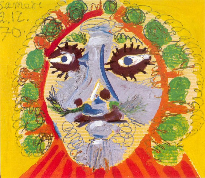 1970 TИte dhomme de face. Пабло Пикассо (1881-1973) Период: 1962-1973