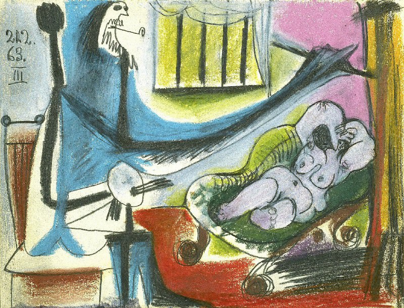 1963 Latelier- le peintre et son modКle II. Пабло Пикассо (1881-1973) Период: 1962-1973