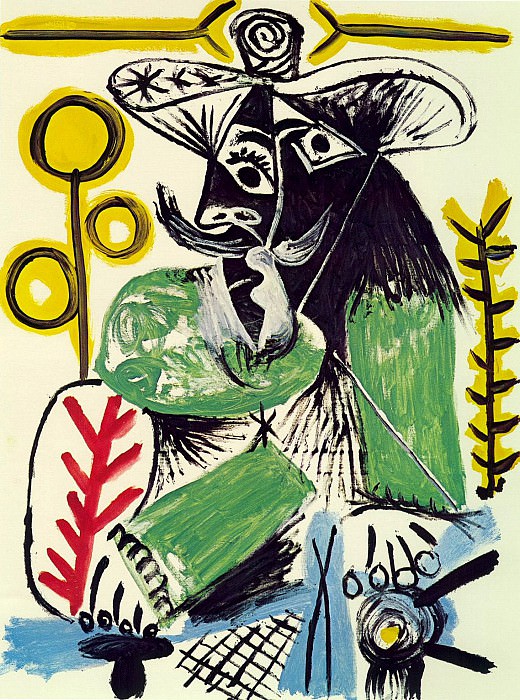 1969 Homme assis 4, Пабло Пикассо (1881-1973) Период: 1962-1973