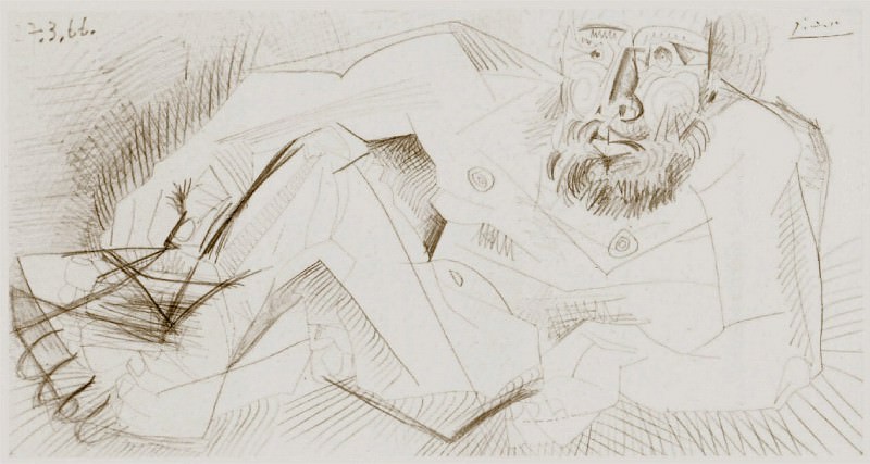 1966 Homme nu couchВ. Pablo Picasso (1881-1973) Period of creation: 1962-1973